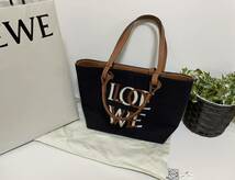 ★美品　ロエベ　LOEWE ラブ アナグラム トート スモール　トートバッグ　ハンドバッグ 　loewe ネイビー　タン　青　ブルー　茶色　_画像1