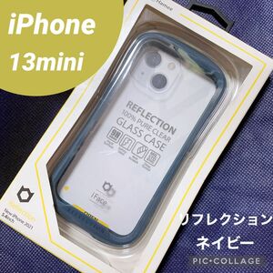 13mini iFace リフレクション　ネイビー　紺　iPhone ケース クリア Reflection