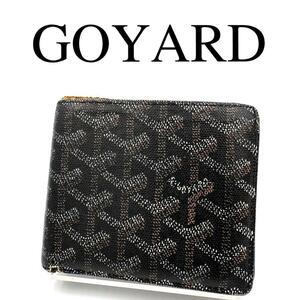 GOYARD ゴヤール 折り財布 サンフロランタン ヘリンボーン 総柄 ブラック