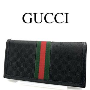 GUCCI グッチ 長財布 シェリーライン GG柄 マイクロ ロゴプレート