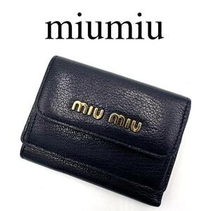 miumiu MiuMiu folding purse ma gong s one Point Logo navy series 