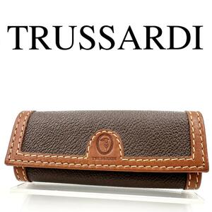 TRUSSARDI トラサルディ 4連キーケース ワンポイントロゴ レザー