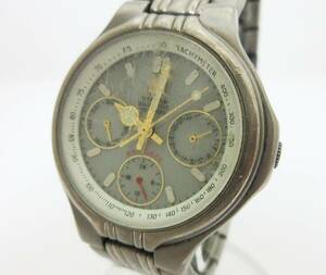 C21【メンズ腕時計】エルジン FK-1119-C★ELGIN DAYDATE★ソーラードライブ デイデイト★チタン製★動作品★ジャンク★