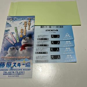 群馬　水上高原　奥利根温泉　みなかみ　藤原温泉【大人4枚セット価格】藤原スキー場　大人　リフト1日券　家族分セット！速達無料配送！