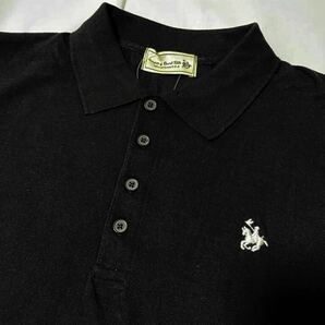 n●大きいサイズ 5L●新品●ムネ刺繍ロゴ・袖ワッペンロゴ 4個ボタン鹿の子半袖ポロシャツ●黒の画像1