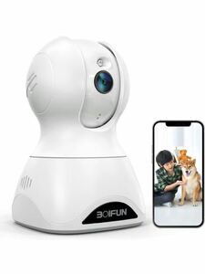 327(BOIFUN 防犯カメラ ペットカメラ 夜間撮影 24時間録画 屋内 360°首振り見守りカメラ 留守番双方向音声 iPhone/Android スマホ PC