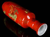 【流】中国美術 同治年製 色絵花鳥図花瓶 高21.5cm TR817_画像2