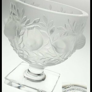 n111 LALIQUE ラリック クリスタル エリザベート 小鳥 レリーフ 脚付 ベース 花瓶 飾壷の画像1