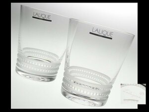 N192 LALIQUE ラリック クリスタル ファセット ペア オールドファッション ロックグラス タンブラーグラス 2客