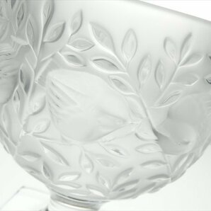 N191 LALIQUE ラリック クリスタル エリザベート 小鳥 レリーフ 脚付 ベース 花瓶 飾壷の画像3