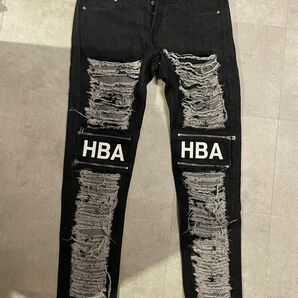 【美品】HOOD BY AIR クラッシュデニム　 デニムパンツ　グレー　 ダメージ ブラックデニム ジーンズ HBA