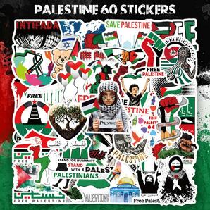 パレスチナ ステッカー 50枚セット PVC 防水 シール ガザ地区 イスラエル キリスト教 ユダヤ教 イスラム教 アラブ人 ユダヤ人