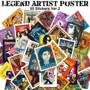  Legend artist poster sticker 50 pieces set Ver.2 PVC waterproof seal lock rock metal musician band music abroad 