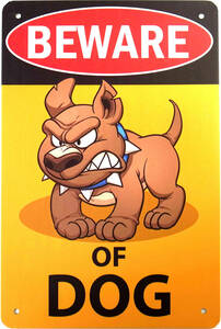 猛犬注意 ブリキ看板 20cm×30cm 警告 注意喚起 店舗用品 タイプC 番犬 ペット ドッグ 犬 猛犬 警告 標識 注意喚起