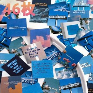 フレークシール 空 と 海 の 青い 写真 風景画 韓国 デコ DIY コラージュ 素材 シール ほぼ日 海外雑貨 花 ロゴ