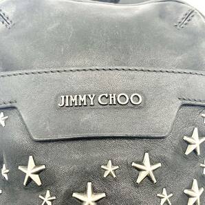 ●現行●美品●JIMMY CHOO ジミーチュウ メンズ ショルダーバッグ ボディバッグ スター レザー 本革 斜め掛け ブラック 星 スタッズ 1円の画像9