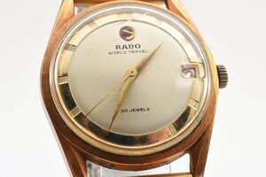 稼働品 ラドー ワールドトラベル デイト 手巻き メンズ 腕時計 RADO