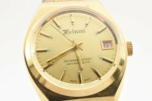  operation goods felami Date Gold hand winding men's wristwatch FELAMI