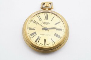 稼働品 ABON 懐中時計 ゴールド 手巻き メンズ 腕時計