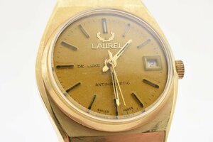 Laurel Deluxe Date Gold механический завод мужские наручные часы LAUREL