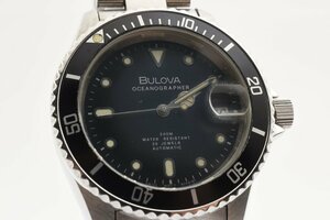 稼働品 ブローバ クロノメーター デイト ブラックフェイス 自動巻き メンズ 腕時計 BULOVA