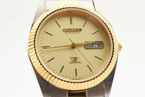 稼働品 シチズン クリスタルセブン デイデイト ゴールド 4-R02106 自動巻き メンズ 腕時計 CITIZEN
