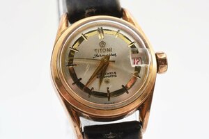 ティトーニ エアマスター 石付き デイト 自動巻き レディース 腕時計 TITONI