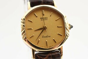 セイコー エクセリーヌ 14K ゴールド スクエア 1221-5190 クオーツ レディース 腕時計 SEIKO