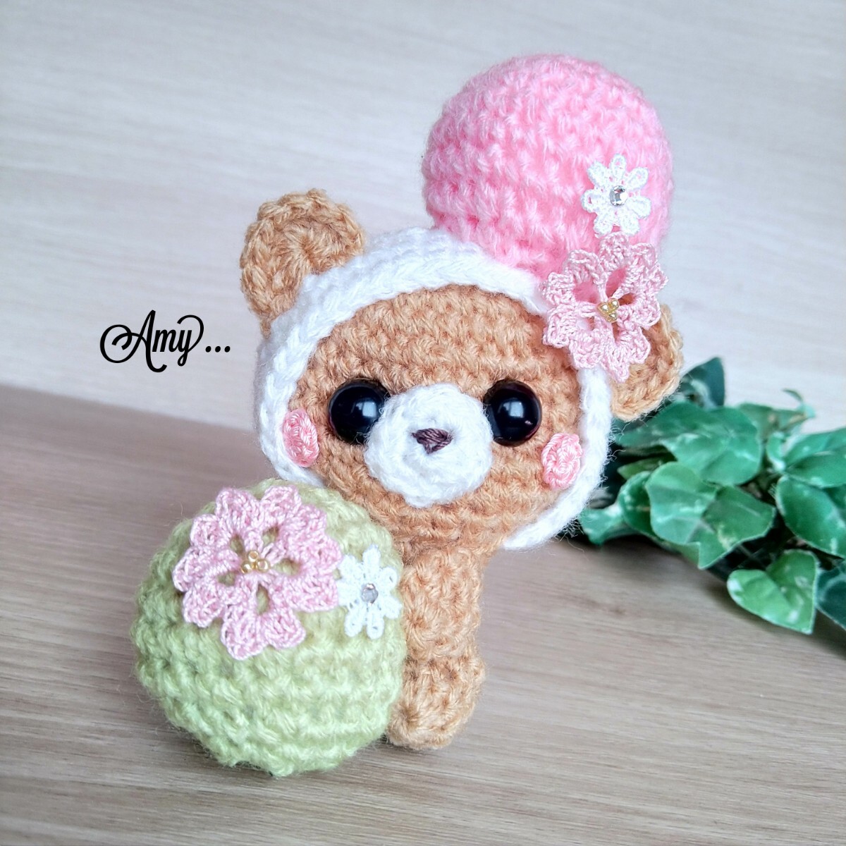 ■Amy... Amigurumi Sakura★Frühling 3 Farben Dango Kigurumi Bär Kostenloser Versand handgefertigt♪, Spielzeug, Spiel, Plüschtier, Amigurumi