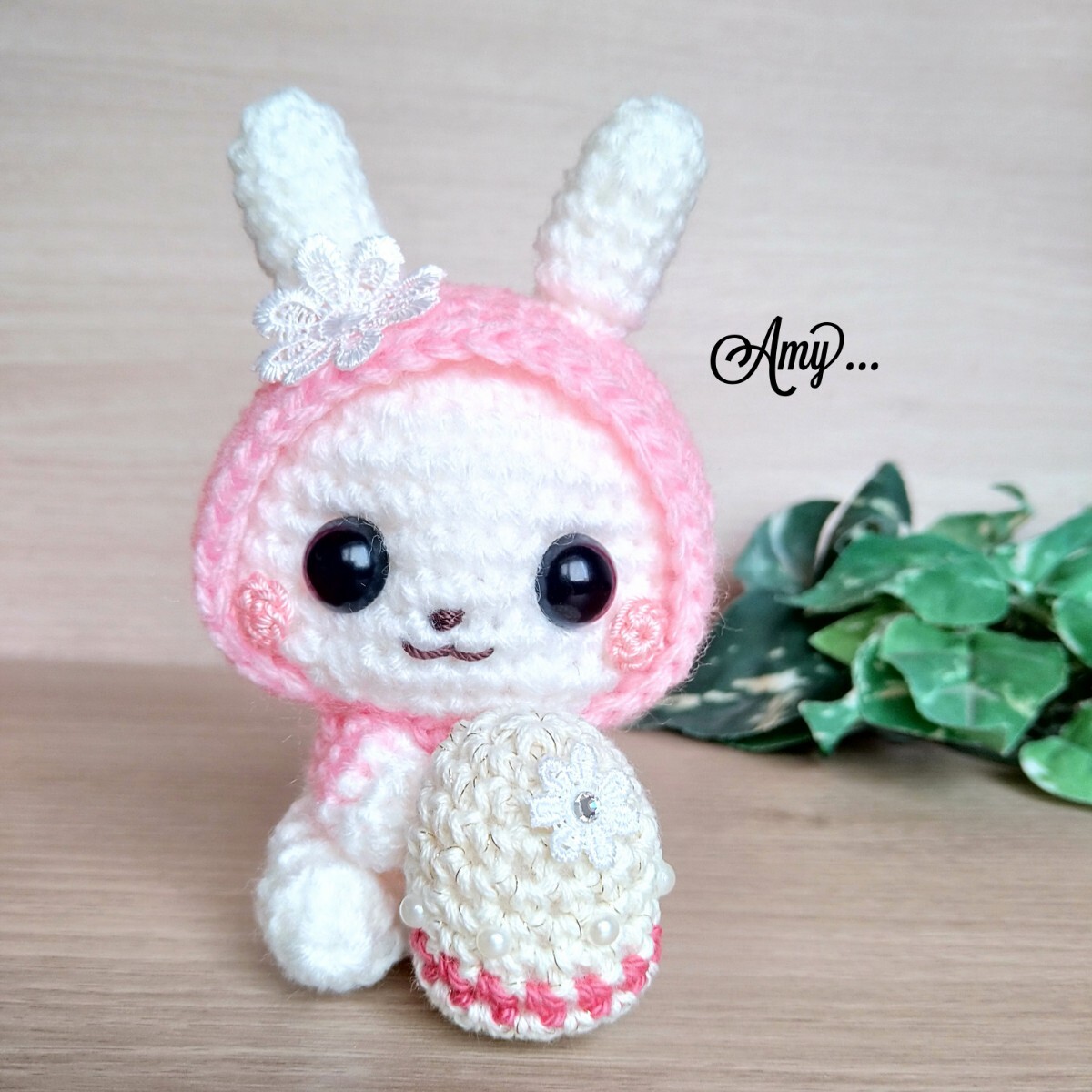 ■艾米...Amigurumi复活节★毛茸茸的兔子♪粉色 免运费 手工制作♪, 玩具, 游戏, 毛绒玩具, 阿米古鲁米