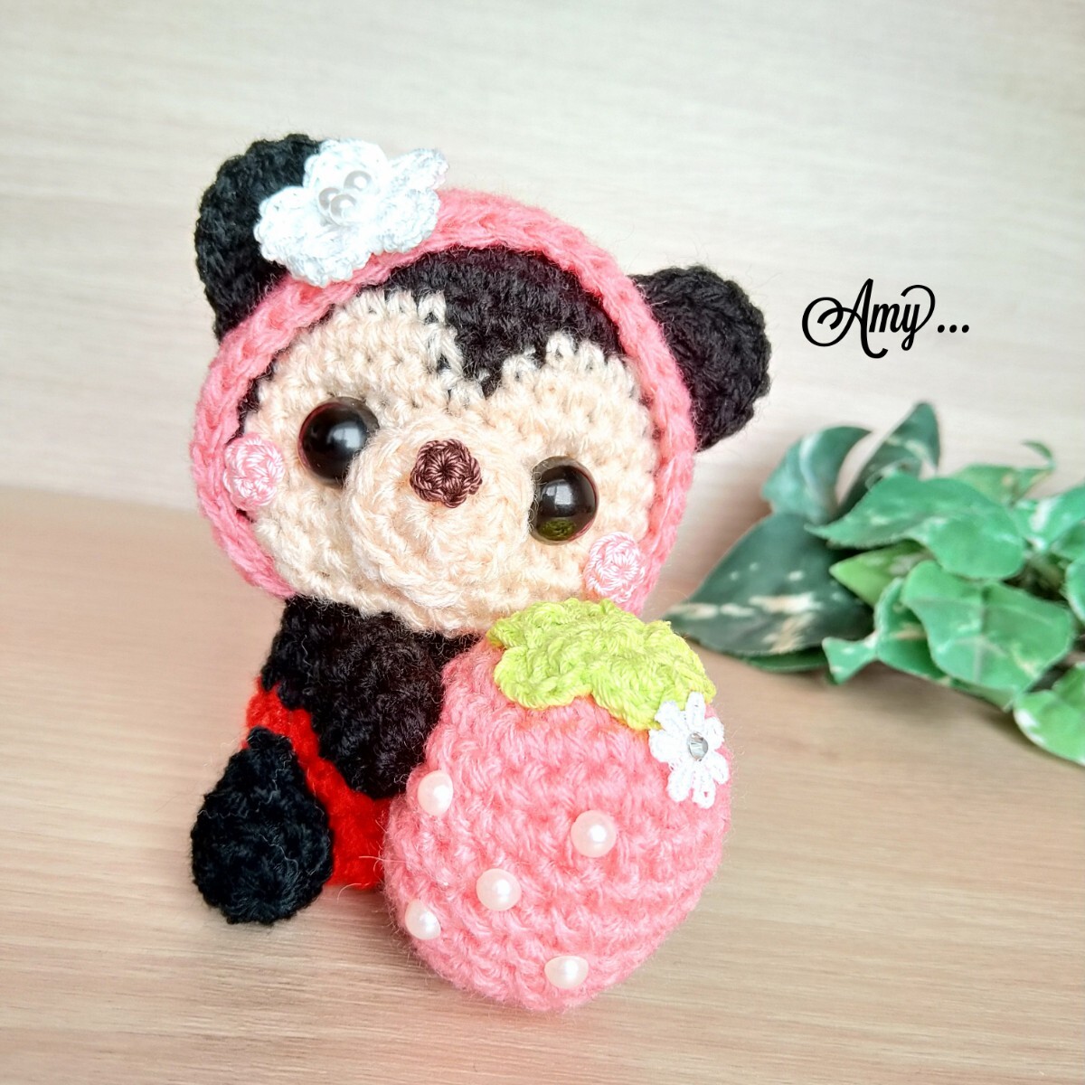 ■Amy... Amigurumi Plump Pearl Strawberry Hug★Boy Free Shipping Handmade♪, toy, game, stuffed toy, Amigurumi