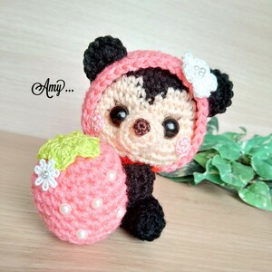 Art hand Auction ■Amy... Amigurumi Plump Pearl Strawberry Hug★Fille Livraison gratuite fait à la main♪, jouet, jeu, jouet en peluche, Amigurumi
