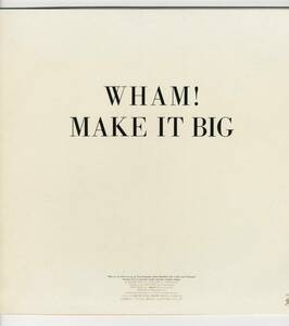 LP 美品 ピクチャー盤　ワム！メイク・イット・ビッグ　　WHAM! MAKE IT BIG!　　【Y-909】