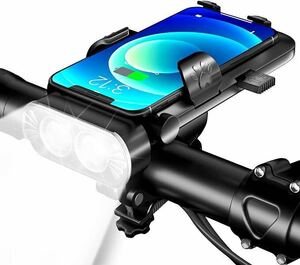 VECELO 自転車 ライト 4in1多機能 LEDヘッドライト 自転車スマホホルダー USB充電式 大容量4000mAh 高輝度 800ルーメン 4つ調光モード