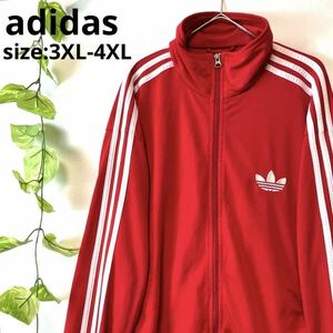 超希少3XL-4XL/adidas アディダス ファイアーバード トラックジャケット ジャージ 赤白 メンズ大きいサイズ トレフォイルロゴ ヴィンテージ