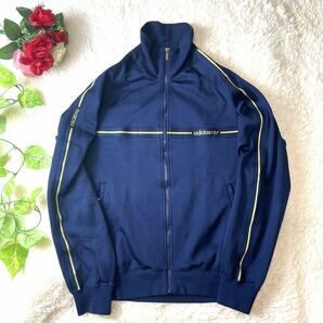 超希少70s80s/2XL/デサント製/極美品/adidas アディダス トラックジャケットパンツ ジャージ 上下セットアップ TECHNO×BIOFIX 紺金 メンズの画像2