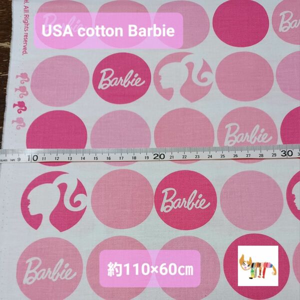 USAコットン★カットクロス★Barbieバービー★白地ピンクドットRiley Blake Designs Pattern