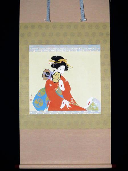 [GINZA Picture Gallery] Shoen Uemura's print The sound of the drum limited to 180 copies, approved official edition, in very good condition, mounted on a scroll, artwork, print, silk screen