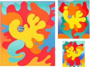 Art hand Auction [GINZA Art Gallery] Abstrakte Malerei, Saburo Hattori-Siebdruck, 3er-Set, Blatt, Kunstwerk, drucken, Siebdruck