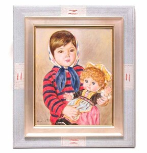 Art hand Auction [Galería de imágenes GINZA] Pintura al óleo de Naonosuke Araya No. 6 Niña sosteniendo una muñeca Co-pegatina ¡Muy lindo! K1J6K5C4J, cuadro, pintura al óleo, retrato