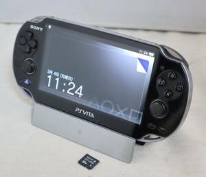 ⑯SONYソニー◆PSVita本体◆PCH-1100/メモリーカード32GB付き◆充電スタンド付/初期化済み◆動作確認OK