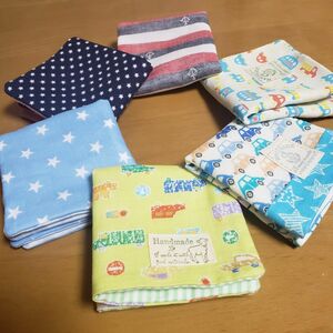 ハンドメイド☆6重ガーゼハンカチ6枚セット⑥