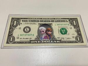 ② Disney ディズニー アナと雪の女王 米国 アメリカ 1ドル札 紙幣　アナ雪