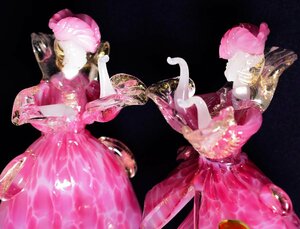 (5-1581)ムラノガラス 貴婦人 貴公子 ベネチアングラス 人形 ガラスドール MURANO【緑和堂】