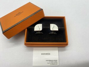 ■超綺麗【HERMES エルメス ホース 馬 デザイン カフリンクス カフスボタン メンズジュエリー シルバーカラー 箱付き】SH-18062