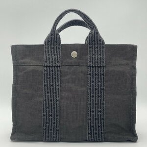 ω美品【HERMES エルメス エールライントートPM グレー ハンドバッグ レディース キャンバスBAG メンズ ブリーフケース ビジネス】TK1637