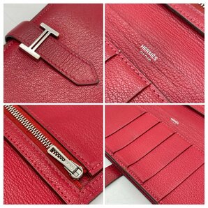 ω美品【HERMES エルメス ベアンスフレ 長財布 二つ折り シルバー金具 レッド 赤系 □O 2011 ロングウォレット レザー レディース】KH11147の画像6