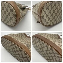 ω希少【GUCCI グッチ 巾着ショルダーバッグ GGプラス レザー オールド ヴィンテージ レディース PVC ベージュブラウン 001-067-4793】2085_画像4