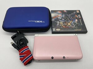 ∞.綺麗【任天堂 ニンテンドー3DS LL ピンク×ホワイト SPR-001 通電確認済 本体 モンスターハンターダブルクロス ゲーム機】OK16922