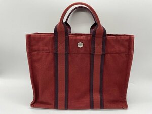 ∞大人気【エルメス HERMES フールトゥPM 赤 レディース メンズ キャンバス トートバッグ ハンドバッグ】HM631